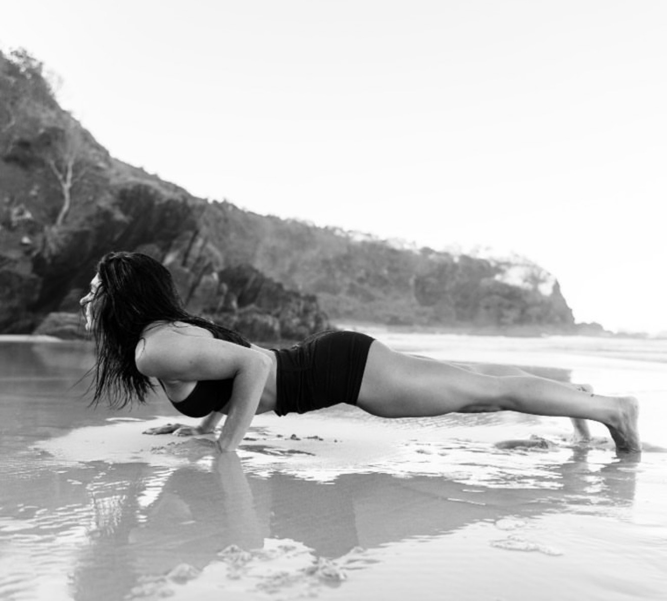 Black and white coastal yoga practice by Emaura Elements